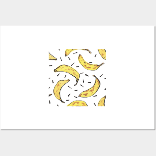 Banana pattern on white Posters and Art